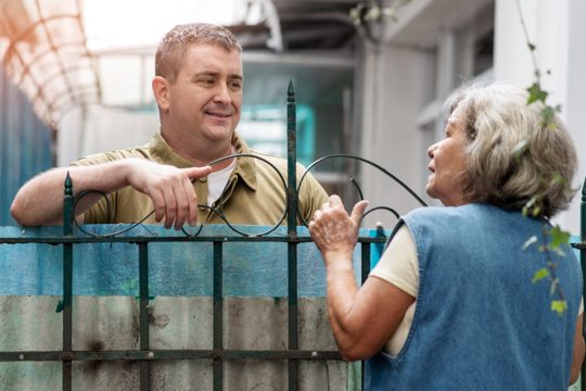 People meeting and discussing in the neighbourhood