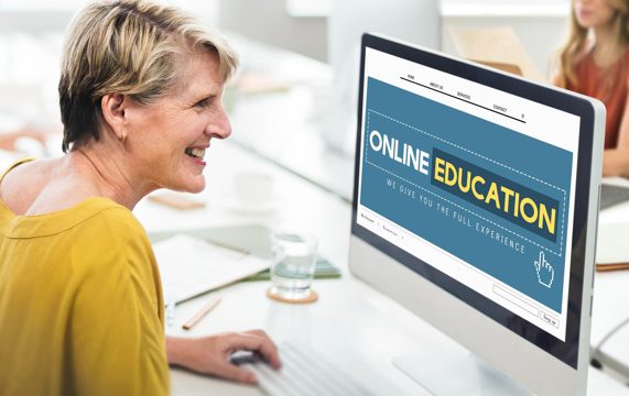 Online education homepage e-learning technology concept