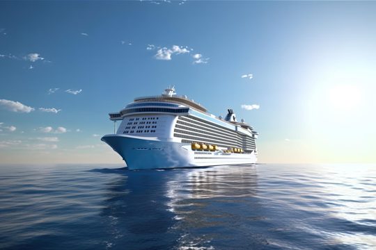 Large luxurious cruise ship sailing in the sea on a sunny day ai generative