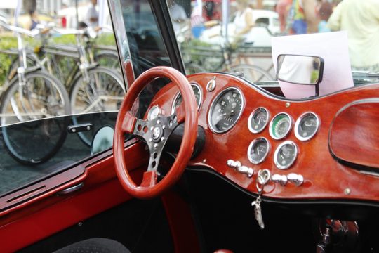 car, vintage, steering wheel