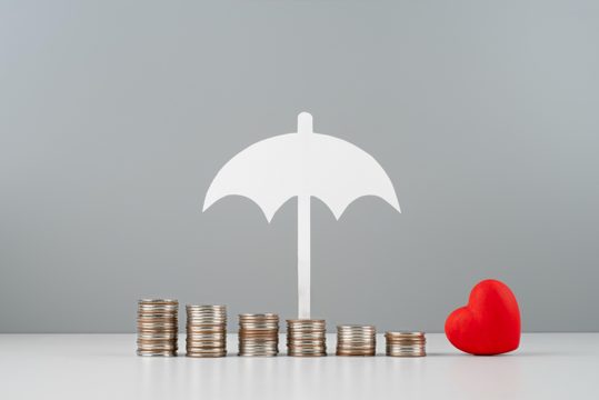 Life insurance concept with money