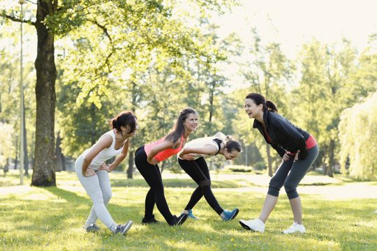 Group of women doing sports outdoor