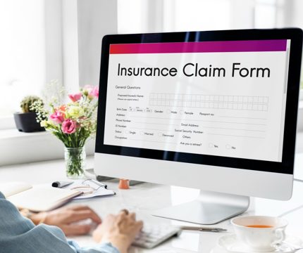 Insurance claim form document application concept