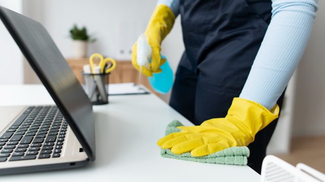 Person taking care of office cleaning