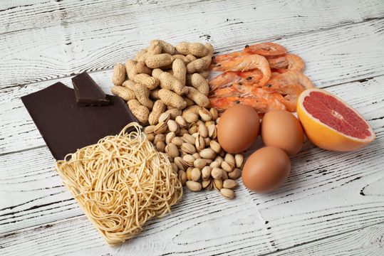 Assortment of food that can cause allergic reaction in people