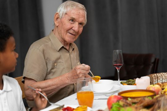 Senior man portrait on thanksgiving day dinner